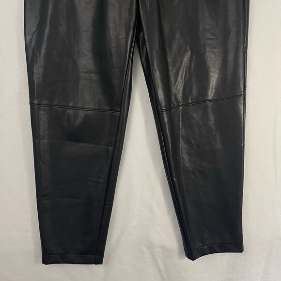 NWT Abercrombie & Fitch High Rise Black Faux Leather Pants Pull-On Size Large - Picture 5 of 16